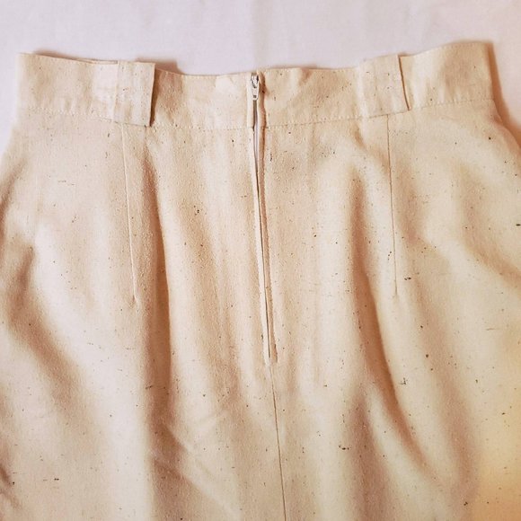 Natural Pure Silk West German Vintage Cream Skirt - Picture 5 of 10